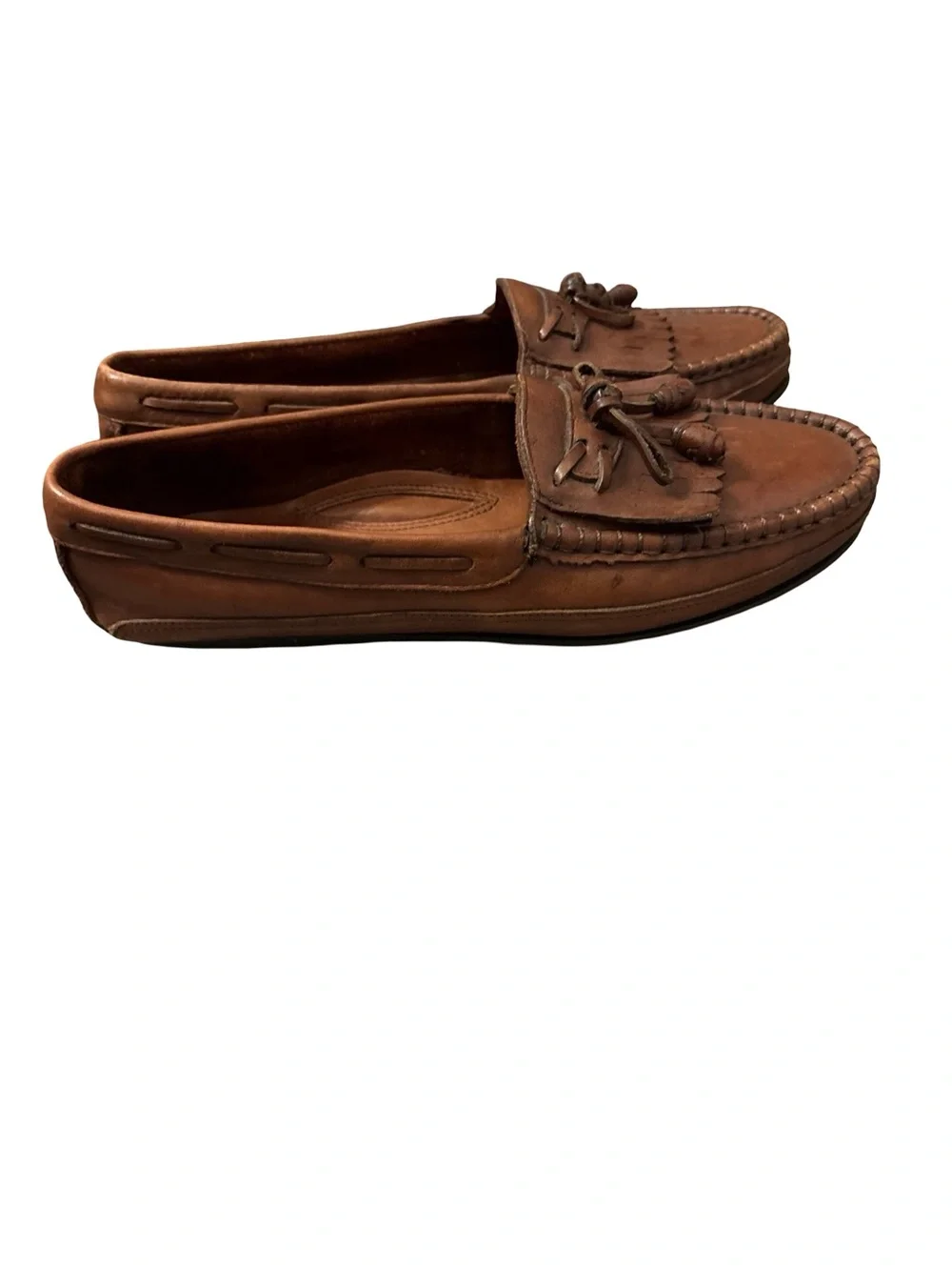 Giorgio Brutini VTG Cognac Brown Preppy Dark Academia Leather Tassel Loafers 8.5